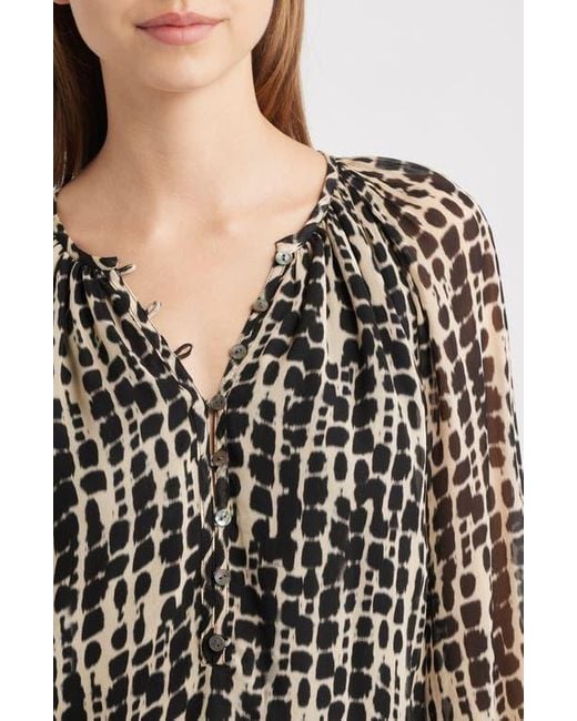 Rails Black Indi Shibori Spot Peasant Top