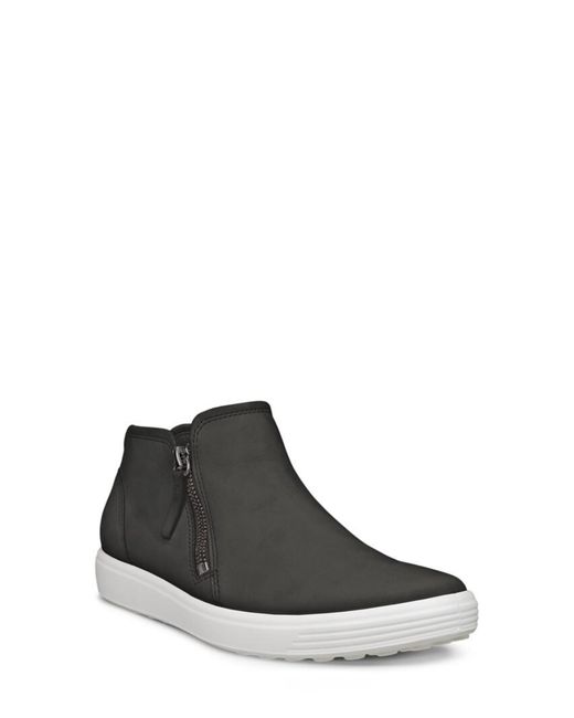 Ecco Black Soft 7 Mid Top Zip Sneaker