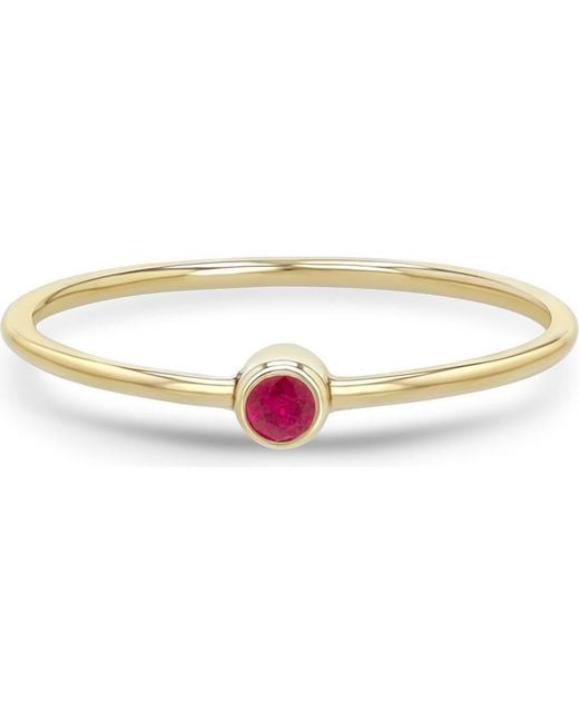 Zoe Chicco Multicolor 14K Bezel Birthstone Stacking Ring