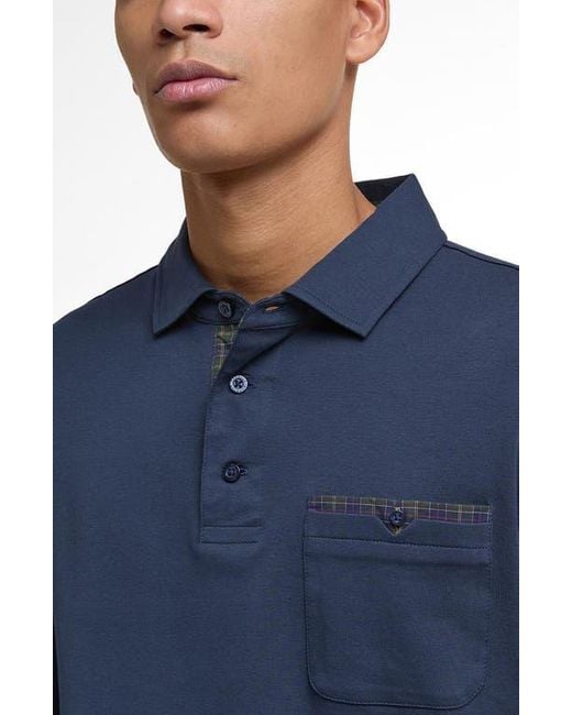 Barbour Blue Corpatch Long Sleeve Polo for men