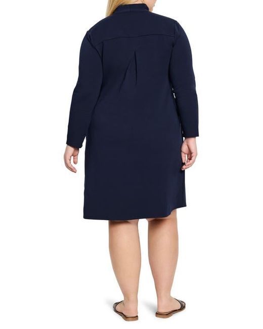 NIC+ZOE Blue Ruffle Collar Long Sleeve A-Line Dress
