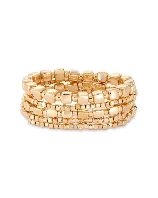Nordstrom Metallic Set Of 5 Beaded Stretch Bracelets