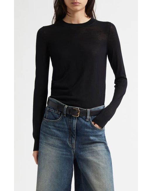 Nili Lotan Black Dixon Crewneck Merino Wool & Cashmere Sweater