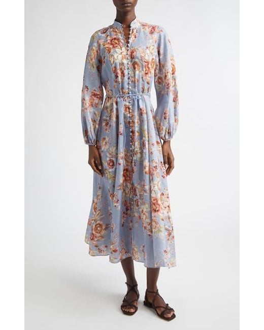 Zimmermann Awaken Long Sleeve Linen Midi Dress | Lyst Zimmermann Awaken Long Sleeve Linen Midi Dress | Lyst