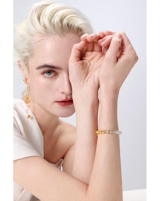 Classicharms Metallic Frostlily Clear Crystal And Bead Bolo Bracelet