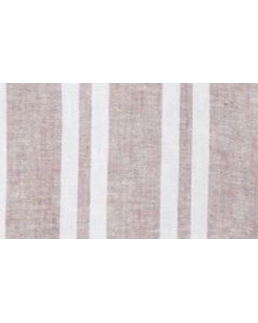 Caslon Blue Stripe Linen Blend Button-Up Shirt