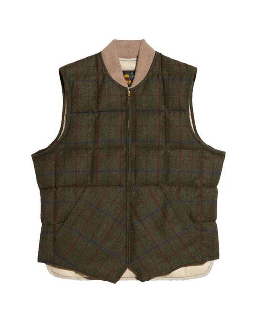 Fortela Green Wool Check Vest for men