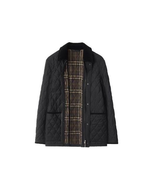 Burberry Black Quilted Wool Barn Jacket for men