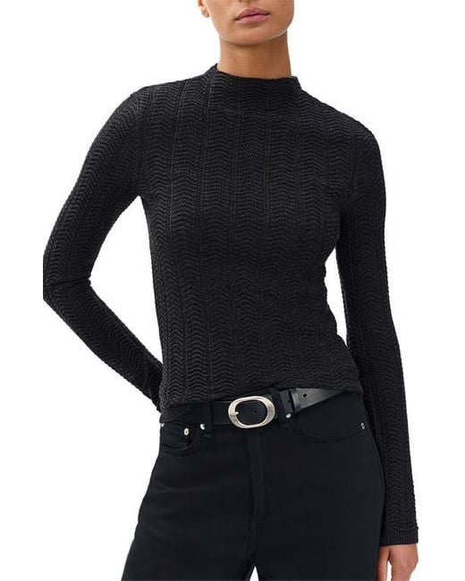 Rag & Bone Black Francesca Merino Wool Crop Sweater