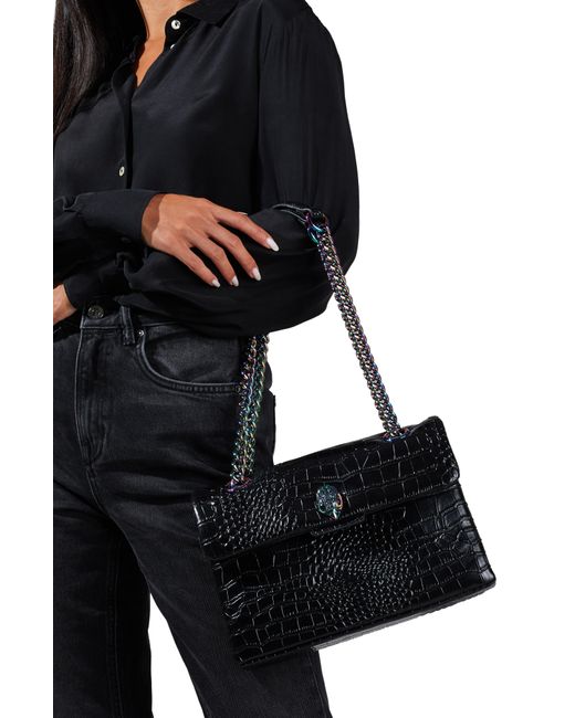 kensington croc embossed leather wallet on a chain