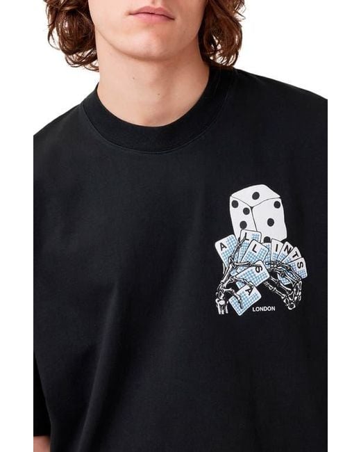 AllSaints Black Dealt Short Sleeve Graphic T-Shirt for men