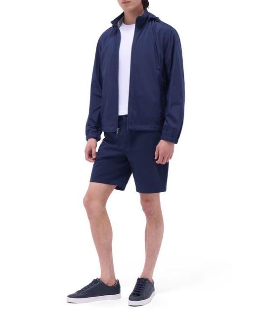 Bugatchi Blue Water Repellent Packable Jacket With Removable Hood for men