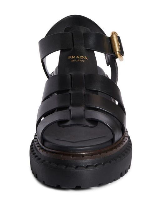 Prada Black Platform Cage Sandal