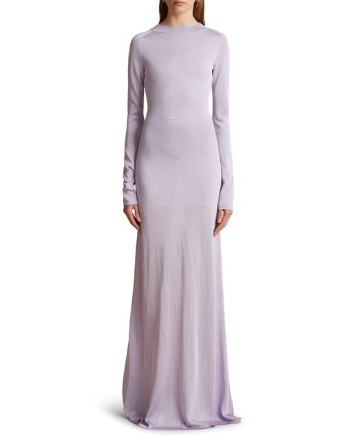 Khaite Purple Valera Long Sleeve Knit Dress