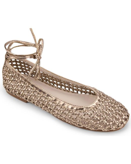 Yosi Samra Metallic Sadie Ankle Wrap Flat