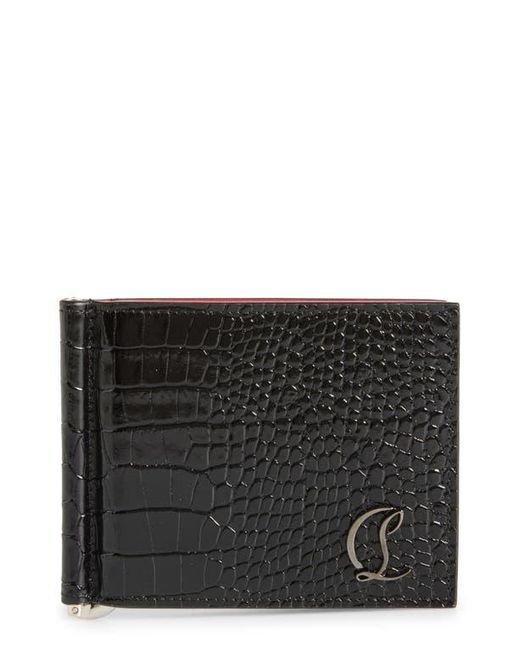 Christian Louboutin Black Mooncrest Calfskin Bifold Wallet With Money Clip for men