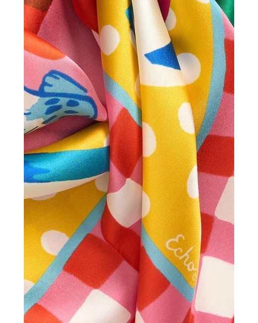 Echo Pink Beach Picnic Silk Square Scarf