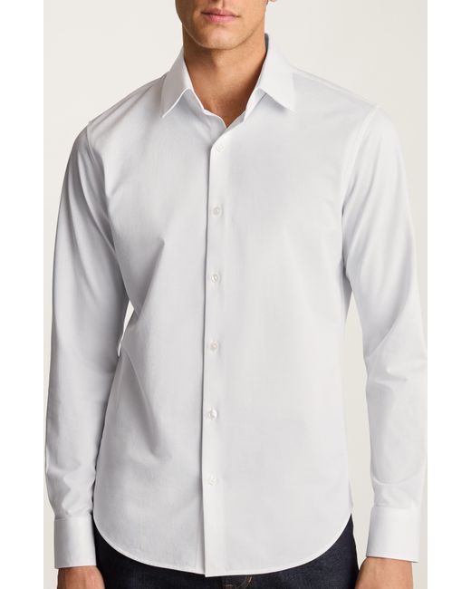 Bonobos White Tech Solid Performance Cotton Blend Piqué Button-Up Shirt for men