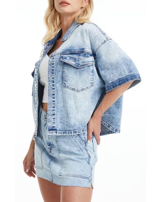 Bayeas Blue Short Sleeve Oversize Denim Jacket