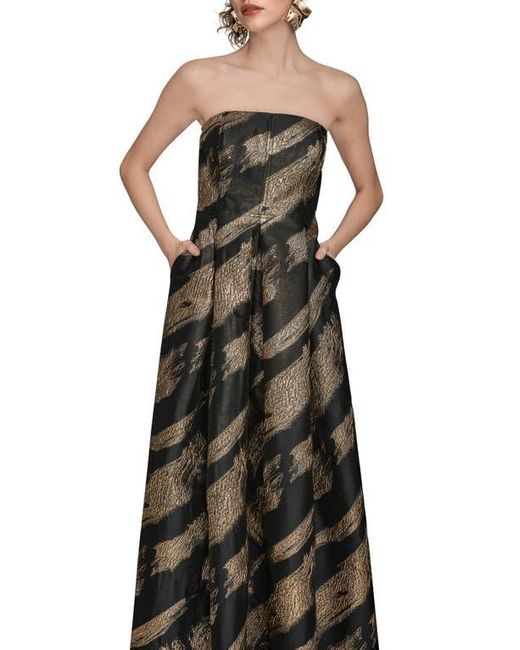 Donna Karan Green Strapless Fit & Flare Gown