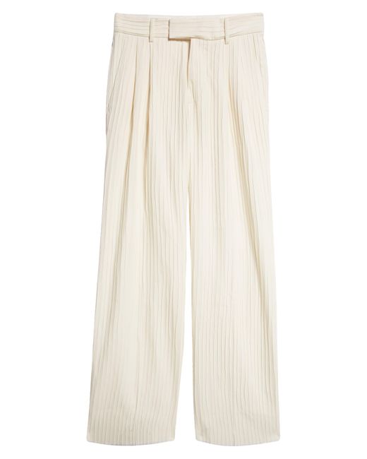 Amiri Rib Texture Double Pleated Canvas Pants in White for Men | Lyst