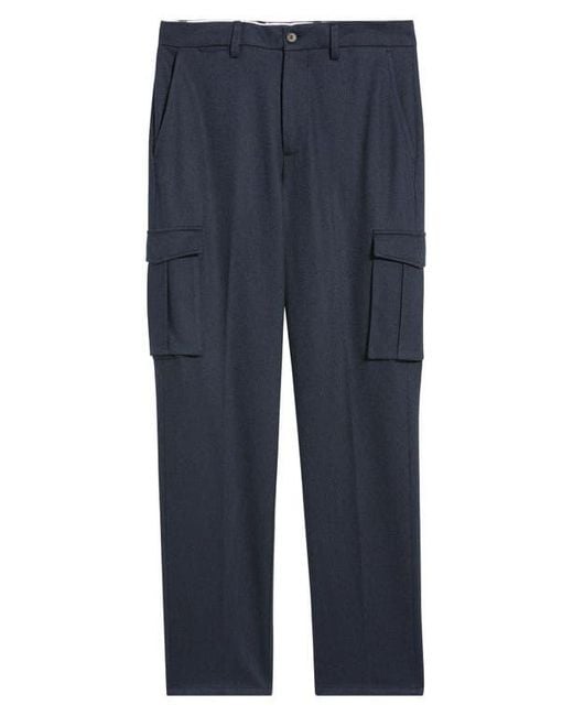 Bugatchi Blue Brushed Knit Flat Front Cargo Pants for men