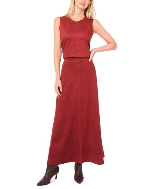 Vince Camuto Red Faux Suede A-Line Skirt