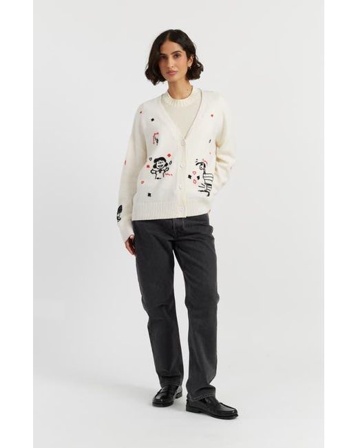 Chinti & Parker Natural Wool Cashmere Peanuts Poker Cardigan