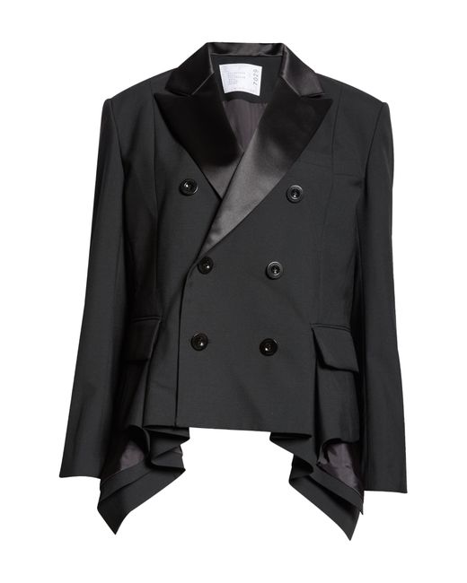 Sacai Black Double Breasted Tuxedo Jacket
