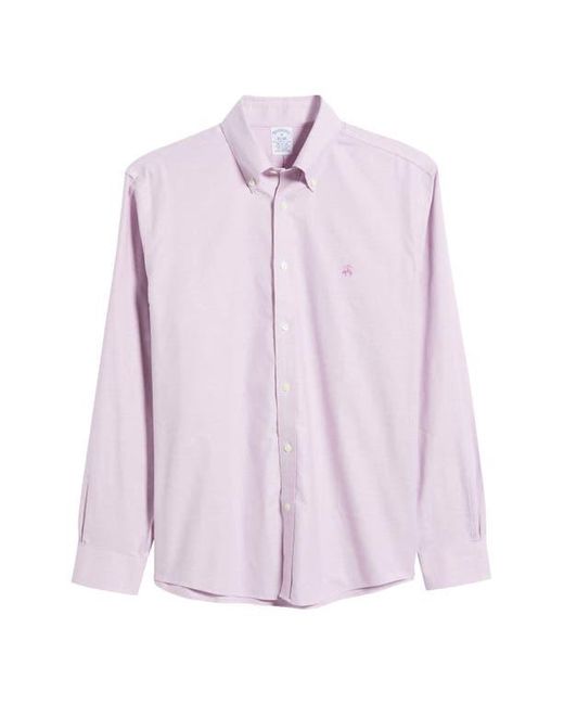 Brooks Brothers Pink Non-Iron Regular Fit Stretch Cotton Button-Down Oxford Shirt for men