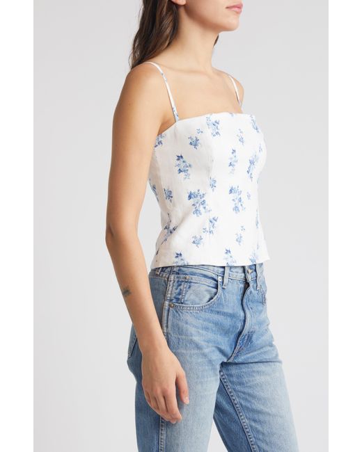 Reformation White Overland Floral Linen Camisole