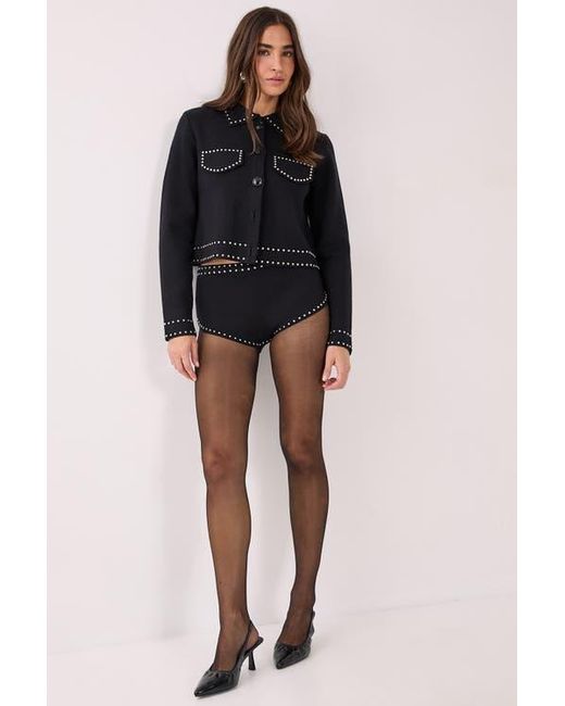 Nasty Gal Black Knitted Western Stud Detail Cardigan