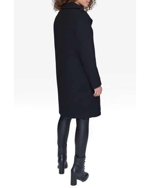 Karl Lagerfeld Black Long Wool Blend Moto Jacket