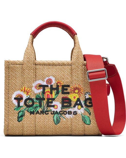 Marc Jacobs Red The Small Faux Raffia Tote