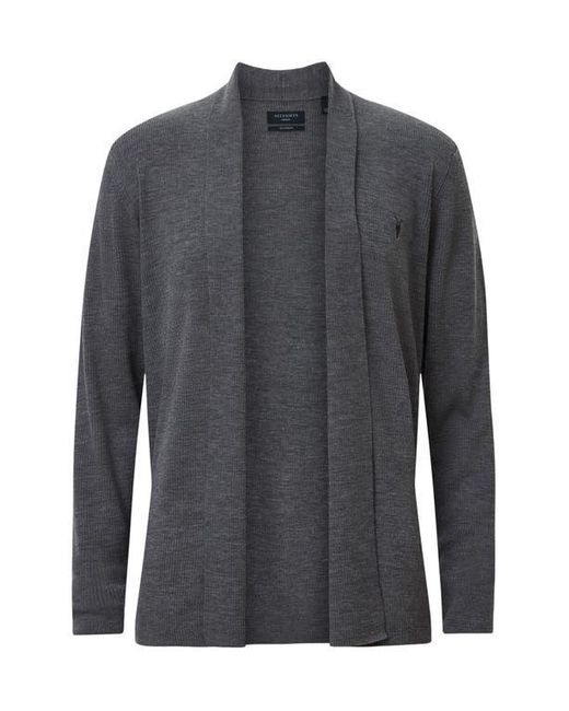AllSaints Gray Mode Merino Wool Shawl Collar Cardigan for men