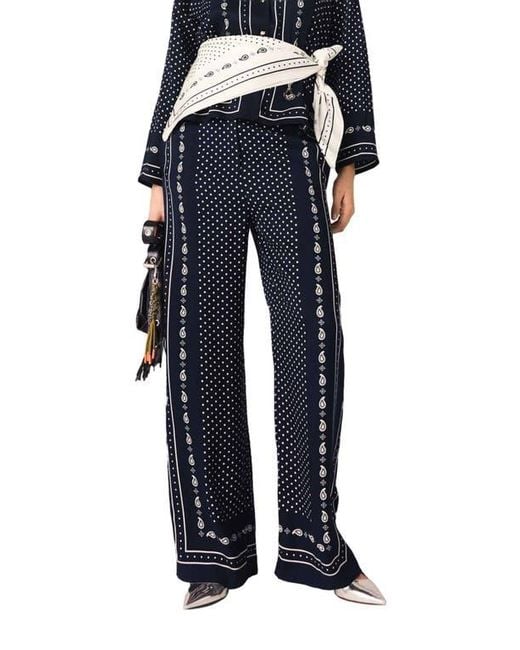 Maje Blue Printed Fluid Trousers
