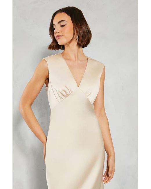 Oasis Natural Satin Maxi Bridesmaid Dress