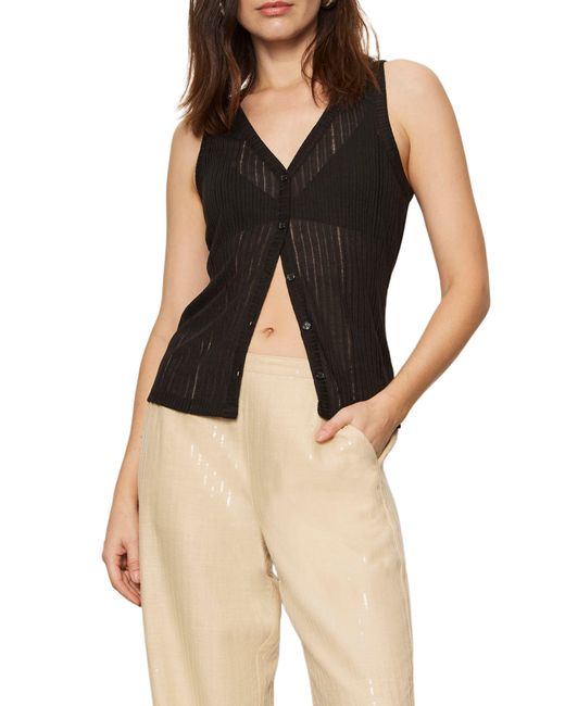 Sanctuary Black Rib Button Front Tank