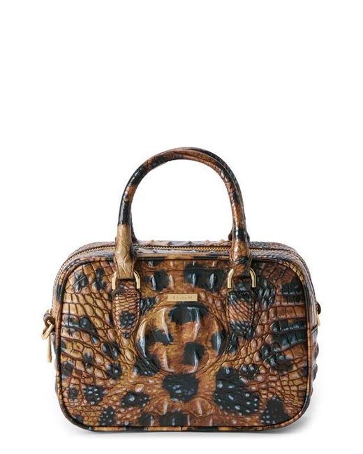 Brahmin Brown Mara Croc Embossed Leather Top Handle Bag