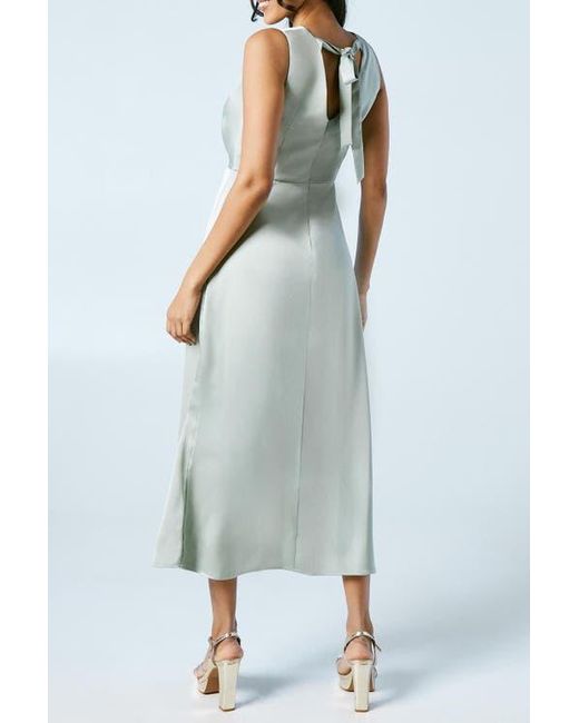Oasis Blue Satin Bridesmaids Midi Dress
