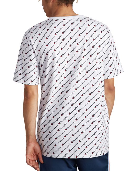 Champion White All Over Logo Print T-shirt for men