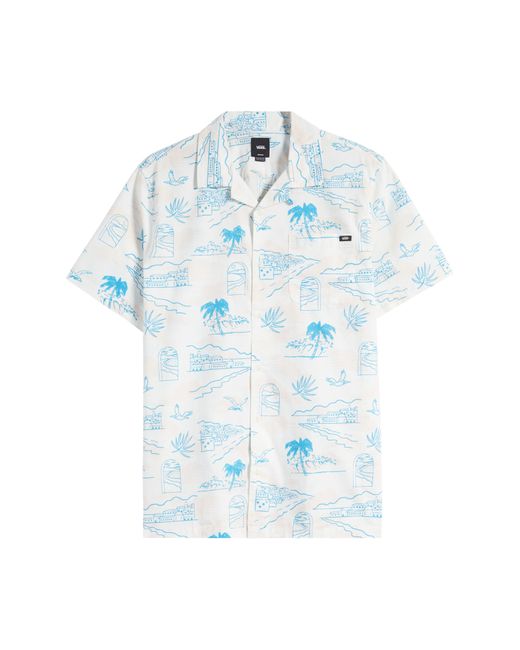 Vans Blue Davista Tropical Print Cotton Camp Shirt for men