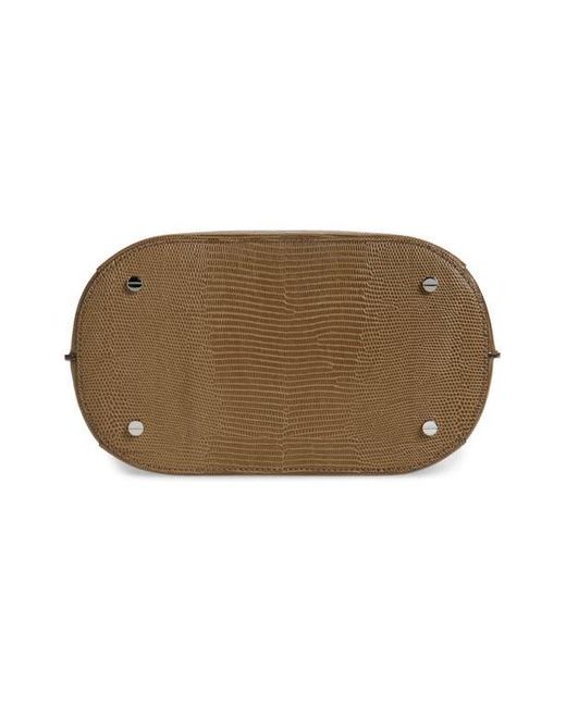 Totême  Brown Belted Lizard Embossed Leather Bucket Shoulder Bag