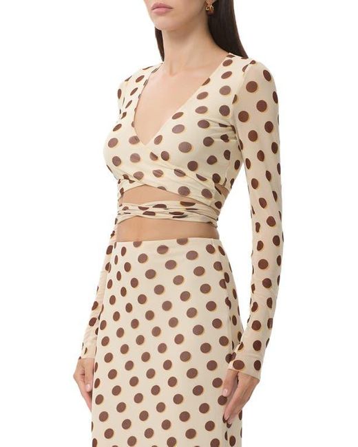AFRM Natural Halsey Wrap Mesh Crop Top