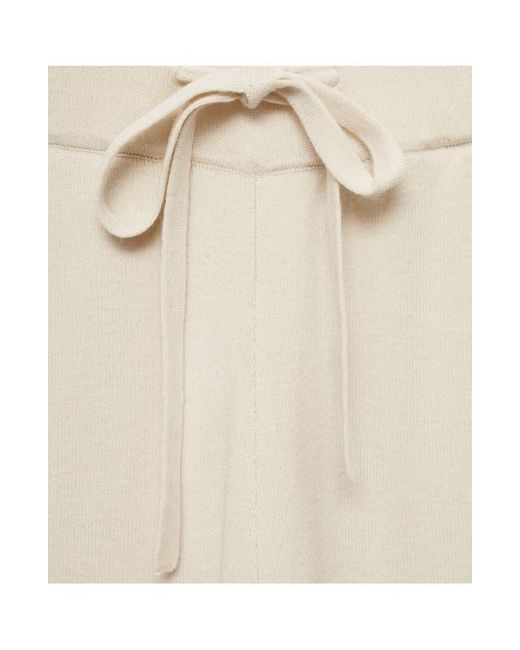 Mango Natural Wide Leg Rib Drawstring Pants