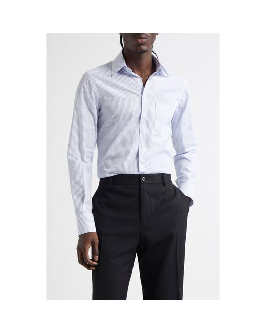 Dolce & Gabbana Blue Martini Fit Stripe Cotton Poplin Button-Up Shirt for men