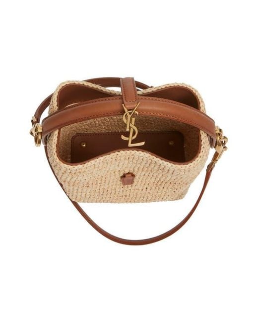 Saint Laurent Natural Mini Le 37 Raffia Bucket Bag