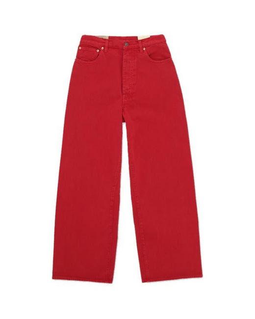 Fortela Women's Red Jaron Wide-Leg Twill Cotton Pants