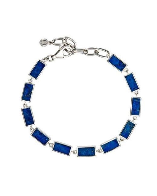Jan Leslie Blue Dash Rectangle Link Bracelet for men