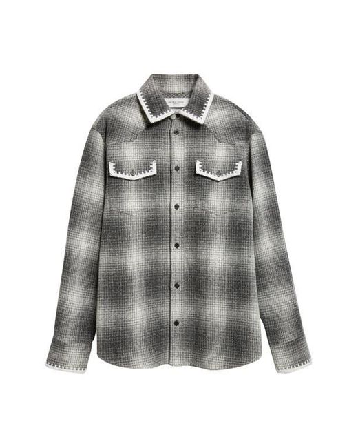 Golden Goose Deluxe Brand Gray Journey Plaid Virgin Wool & Silk Blend Overshirt for men